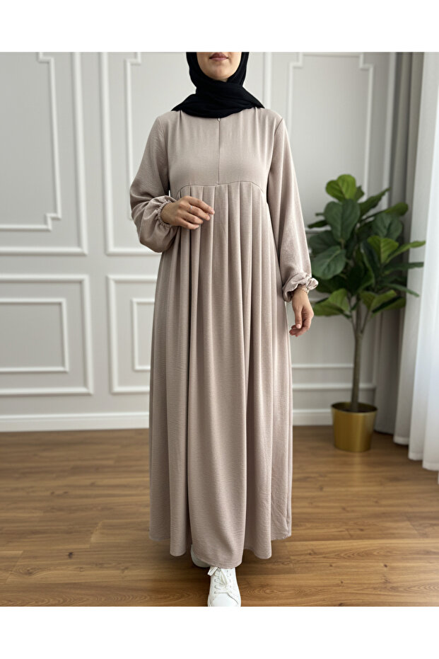 Aerobin Pleated Dress with Half Zipper (Suitable for Breastfeeding)
