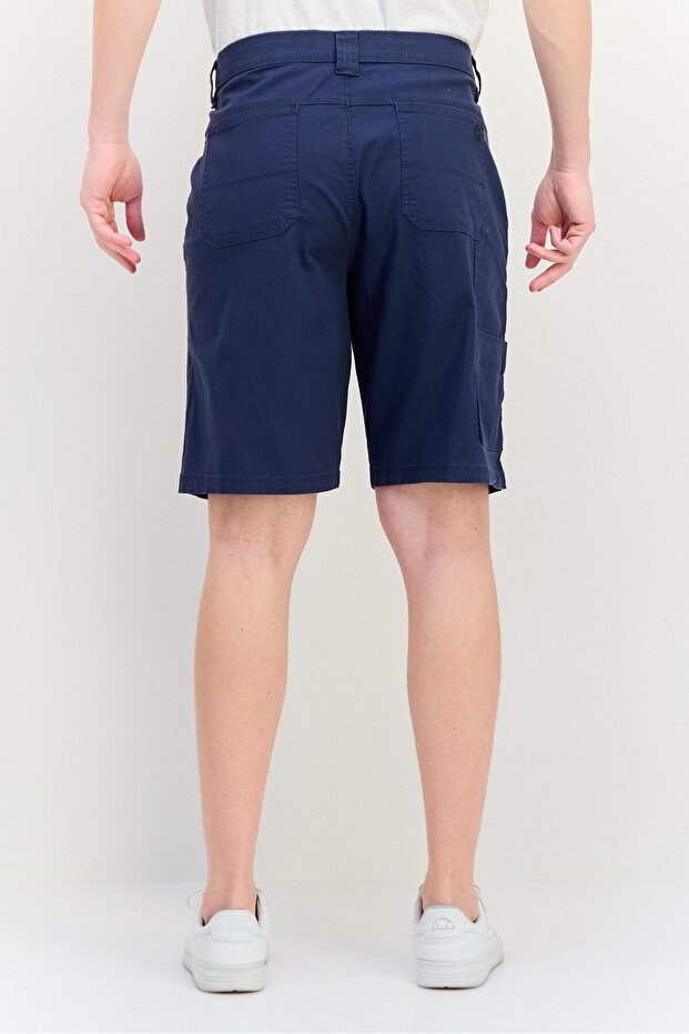 Men 10 Inseam Solid Basic Shorts, Grey Navy Blue - 3