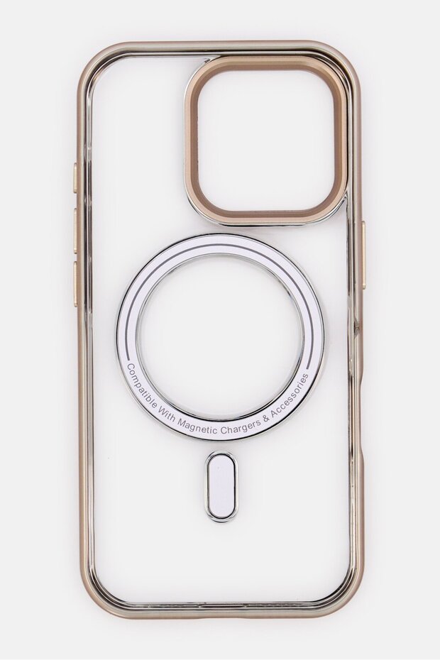 جراب إيليو لجهاز آيفون 16 برو مع حامل حلقي للكاميرا، ذهبي - 3