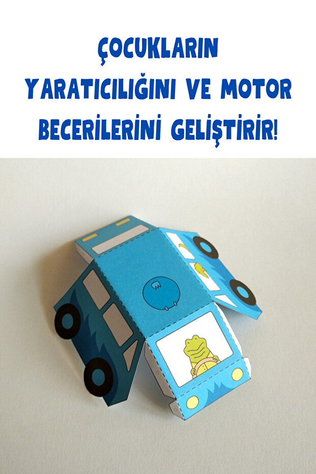 Kağıttan Maket Arabalar Yapıyoruz Şablonu, 5 Adet A4 Boyutta Kalın ve Sert Kağıt. - 3