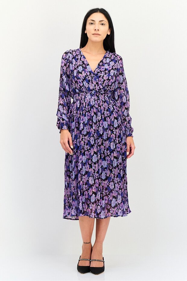 Women Floral Print Midi Dress, Multicolor