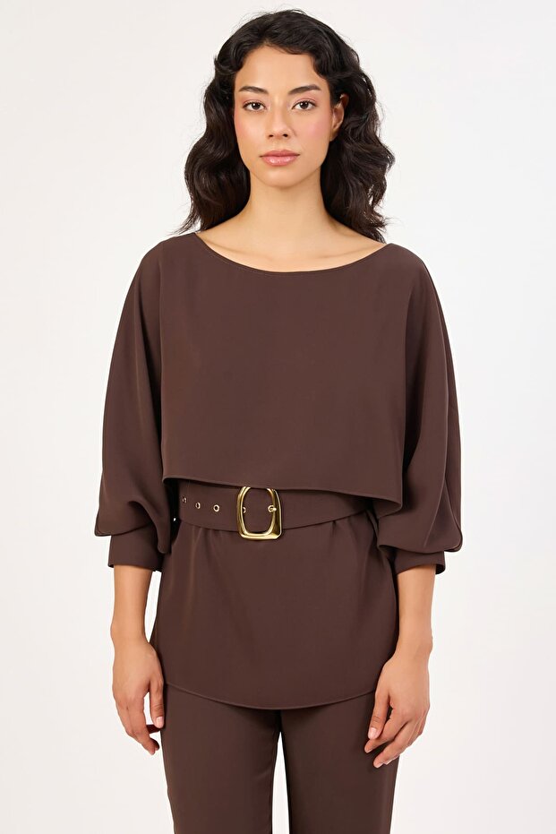 Kemer detaylıçift parça görünümlü bluz - 2