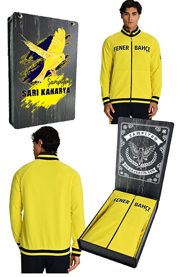 Yellow Tribün Uv Printed Arma Detail Men's Sweatshirt
