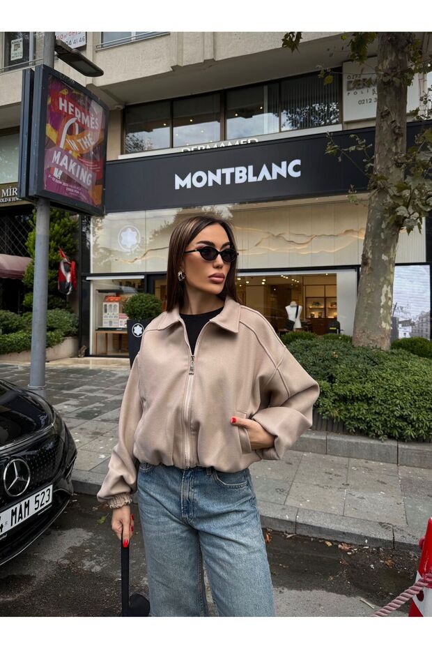 Bej Bomber Ceket - 4