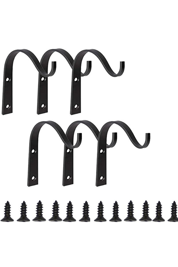 6pcs 3/6Pcs J-Shape Wall Hook Metal Flower Pot Hanging Iron Hook Fixing Outdoor for Garden Wall Bask
