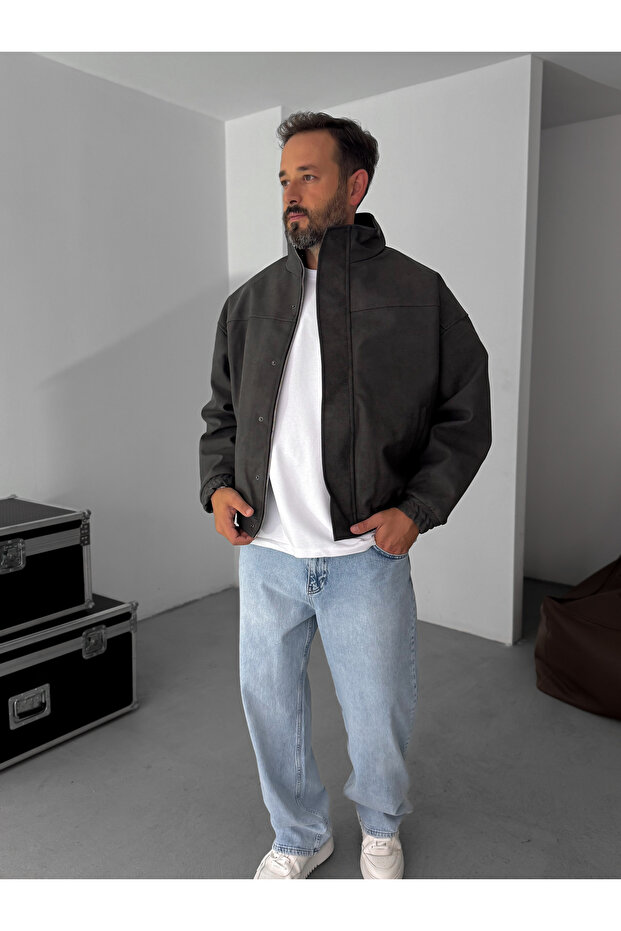 Antrasit Bomber Deri Mont EP-7321 - 5