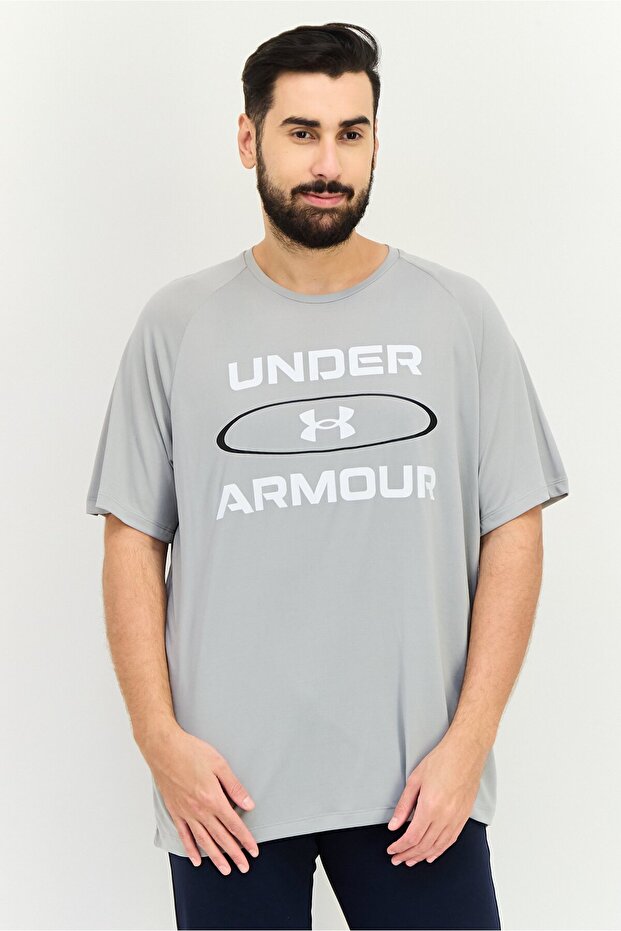 Men Loose Fit Short Sleeve Training T-Shirt, Light Grey