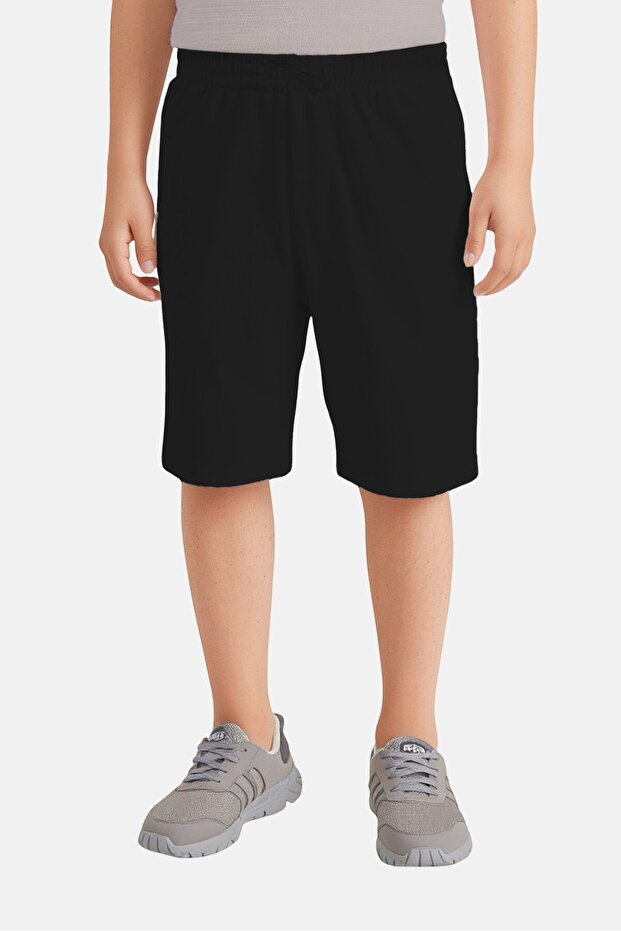 Toddlers Boy 2 Pack Solid Basic Shorts, Black - 1