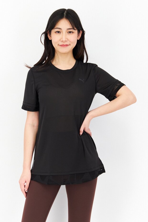 Women Sportswear Fit Brand Logo Training Tops, Black