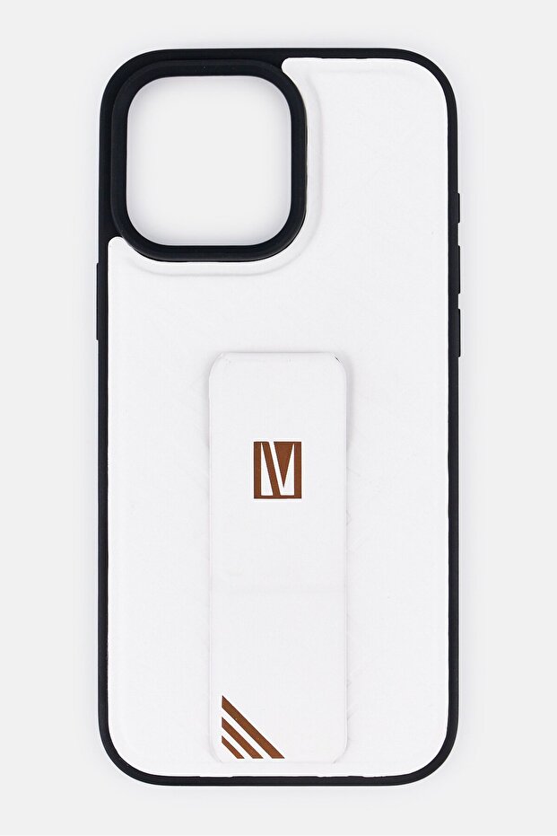 iPhone 16 Pro Max Morphix Cuero Grip Stand Protective Case, White