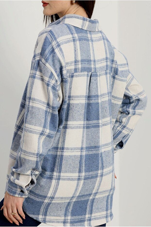 MAVİ BEYAZ ODUNCU GÖMLEK - 4