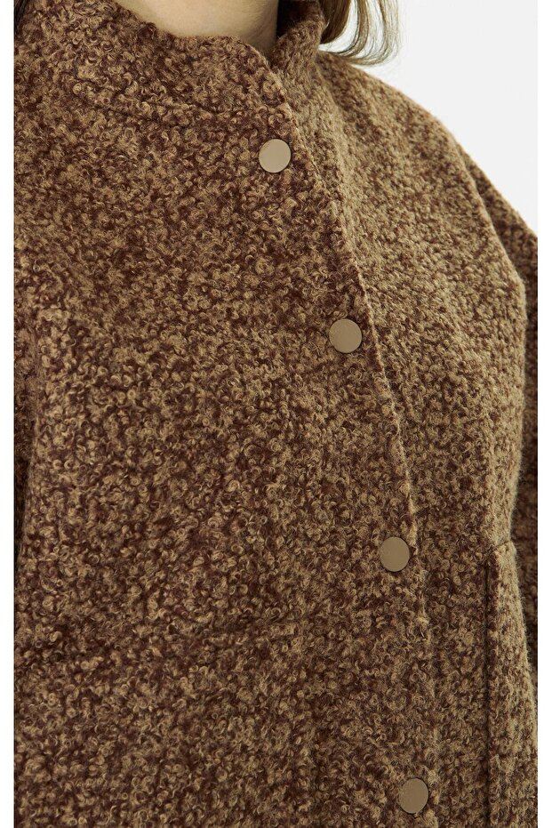 Cinnamon Wool Blend Jacket Kadın Mont Kahve - 4