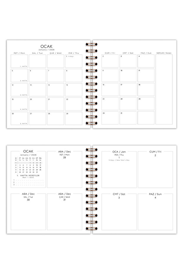 15X15 cm Square Set of 2 Spiral-Bound 2026 Weekly Agenda and Notebook Hearts - 8