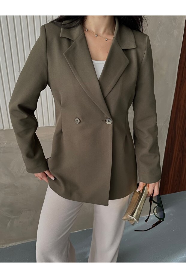 Çift Düğmeli Blazer Ceket - 1