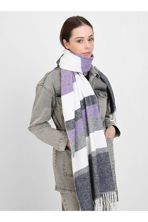 شال كتف منقوش - أرجواني - - 2
