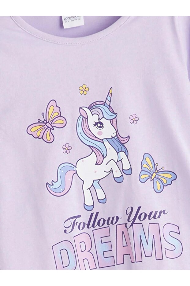Bisiklet Yaka Kız Çocuk Pijama Takım 2'li (W5) - 4