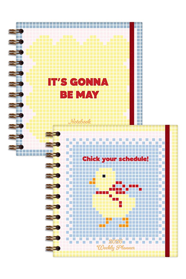 15x15 cm Kare 2'li Set Spiralli 2026 Yılı Haftalık Ajanda ve Defter - 4