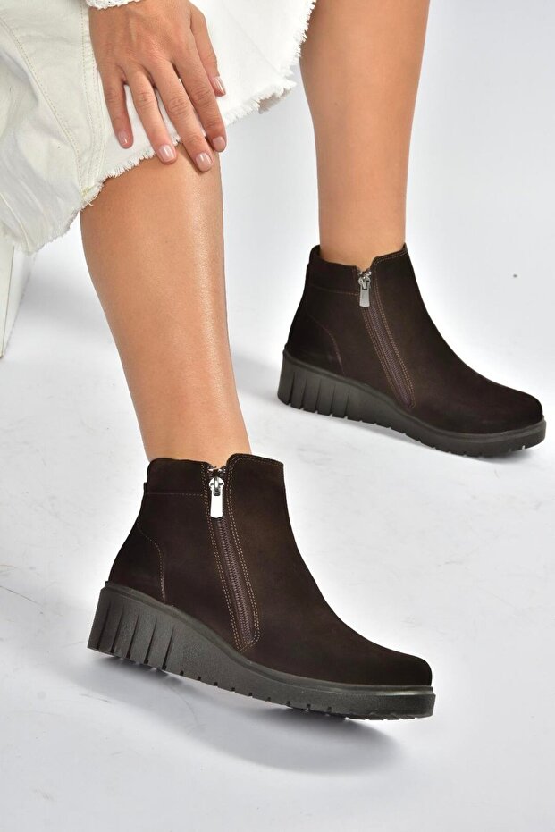 V324800402 Brown Genuine Leather Suede Women's Boots