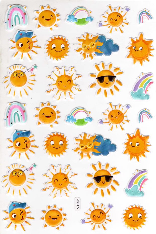 Sticker Embossed A4 Size Sticker Notebook, Planner Label-(Lim501) - Sun Rainbow
