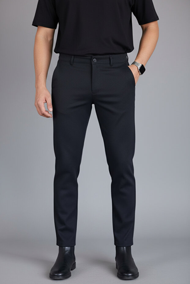 Slim Fit Patterned Men's Office/Casual Trousers