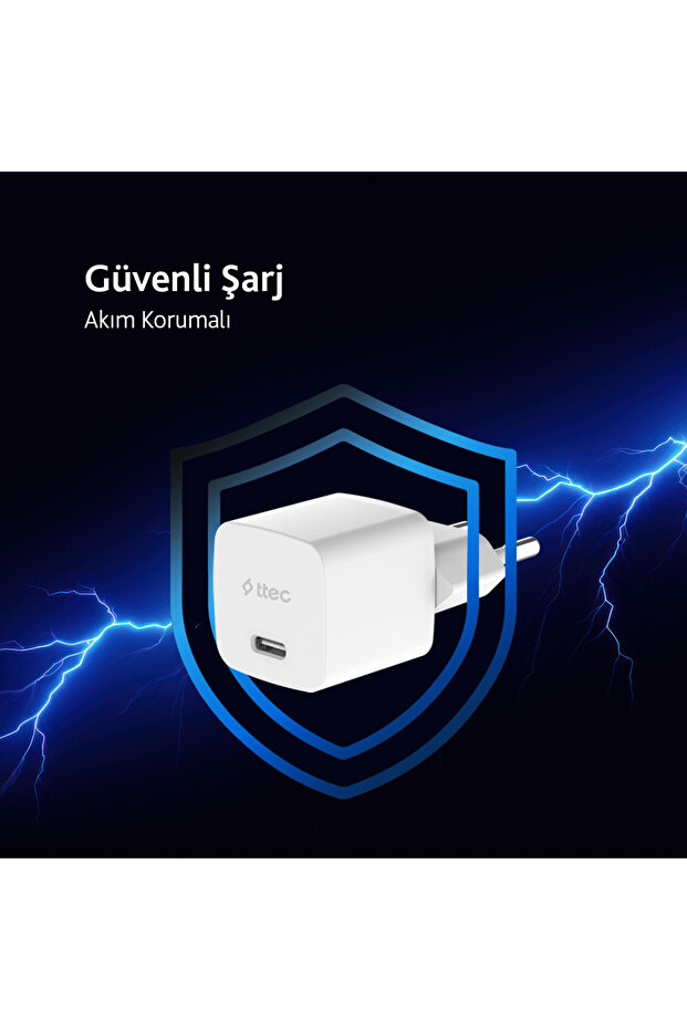 SmartCharger GAN 30W PD Seyahat Hızlı Şarj Aleti + USB-C - USB-C 3A Kablo - 2SCP03CB - 5