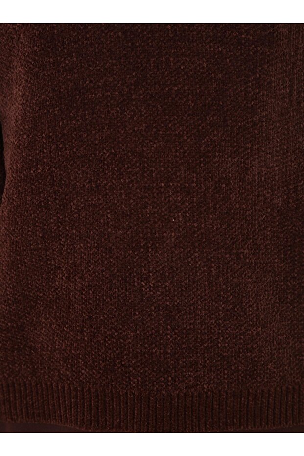 Yumuşak Tuşeli Basic Triko Kazak - Kahverengi - - 6