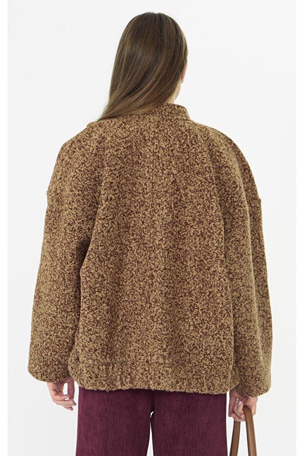 Cinnamon Wool Blend Jacket Kadın Mont Kahve - 3