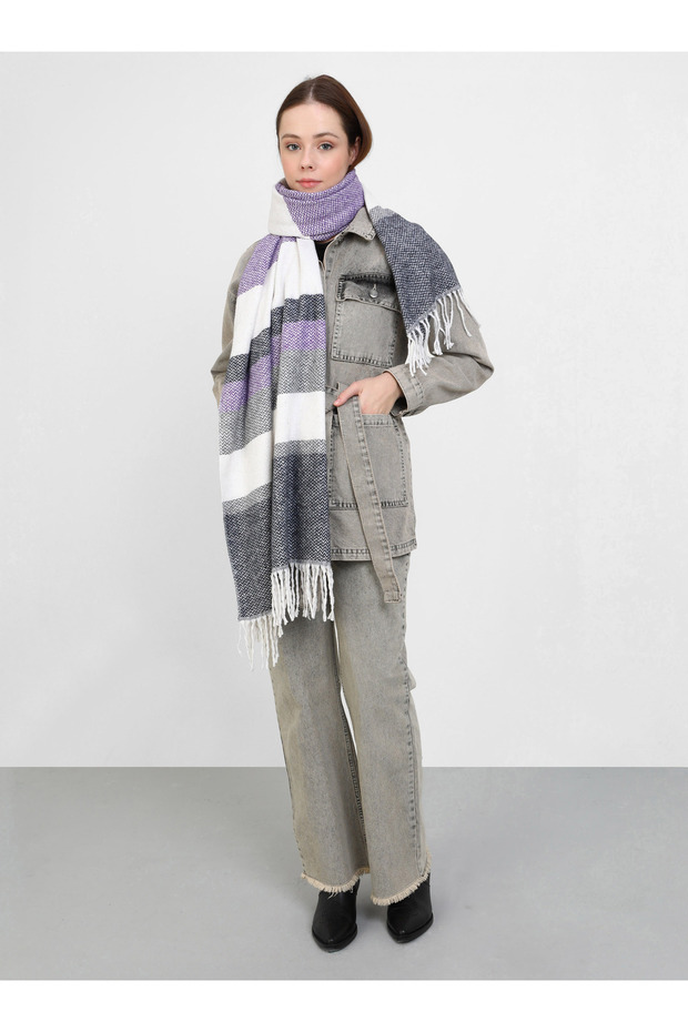 شال كتف منقوش - أرجواني - - 1
