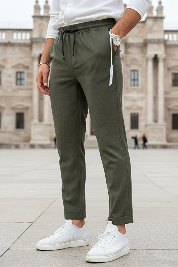 Men's Lace-Up Jogger Pants Casual Elegance, Relaxed Fit