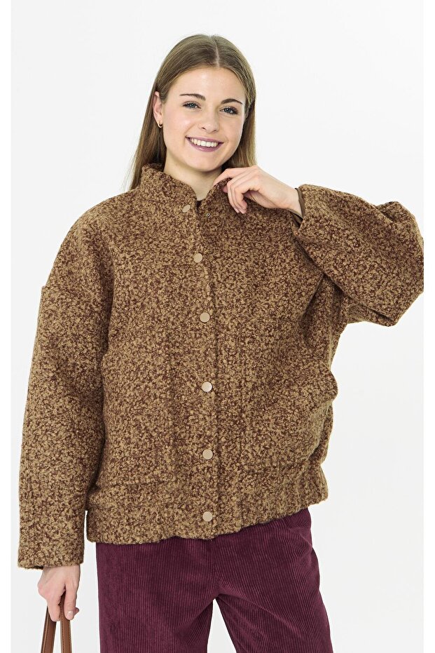 Cinnamon Wool Blend Jacket Kadın Mont Kahve - 2