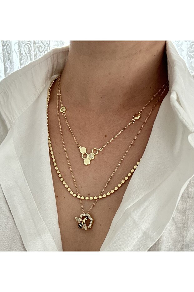 Çelik kolye seti ( petek kolye . Arı kolye ) - 1