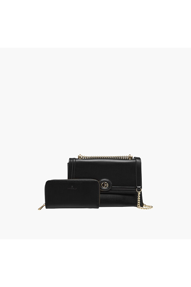 Textured Crossbody Bag with Wallet