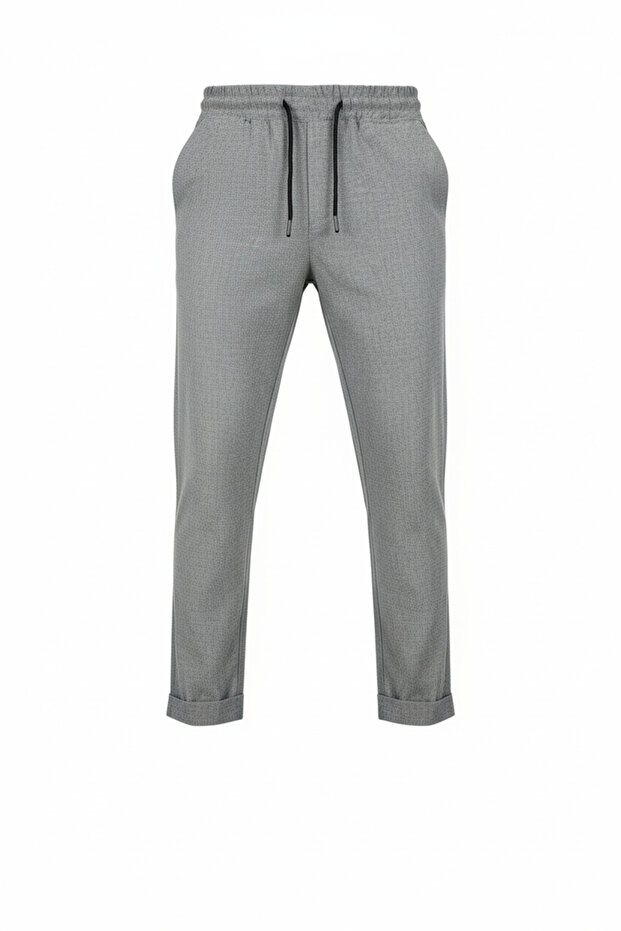 Men's Gray Lace-Up Jogger Pants Casual Comfortable Elegance