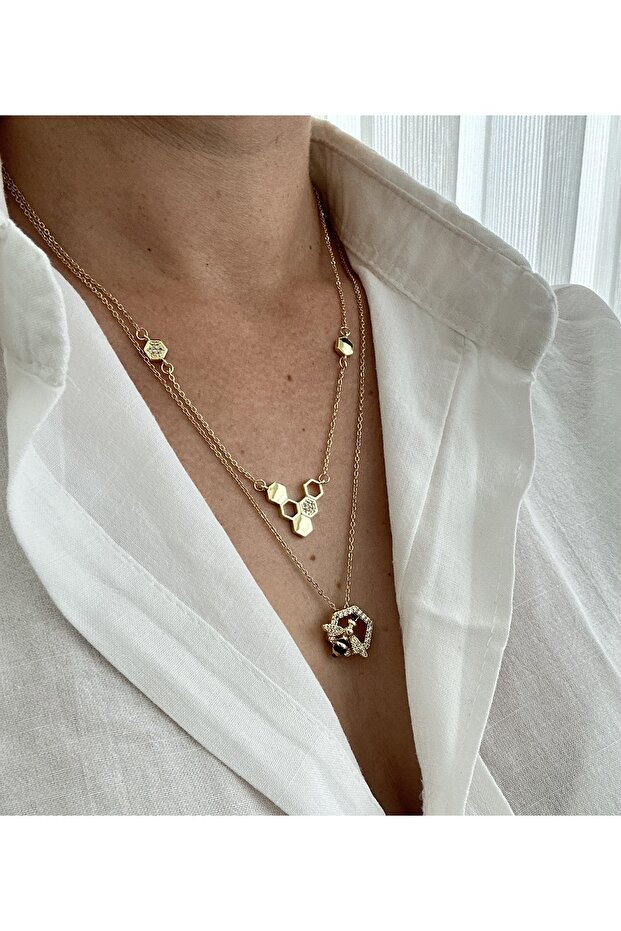 Çelik kolye seti ( petek kolye . Arı kolye ) - 3