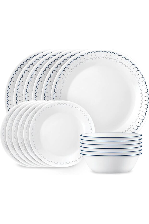Dinnerware Set 18-Piece, Navy, White, 1147837