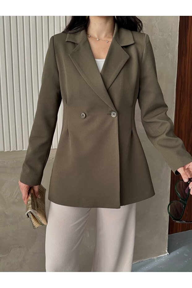 Çift Düğmeli Blazer Ceket - 6