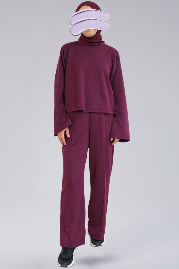 Seasonal Crop Pants Set - Crop & Straight Leg Pants Seasonal Fabric Women's Top-Bottom Set