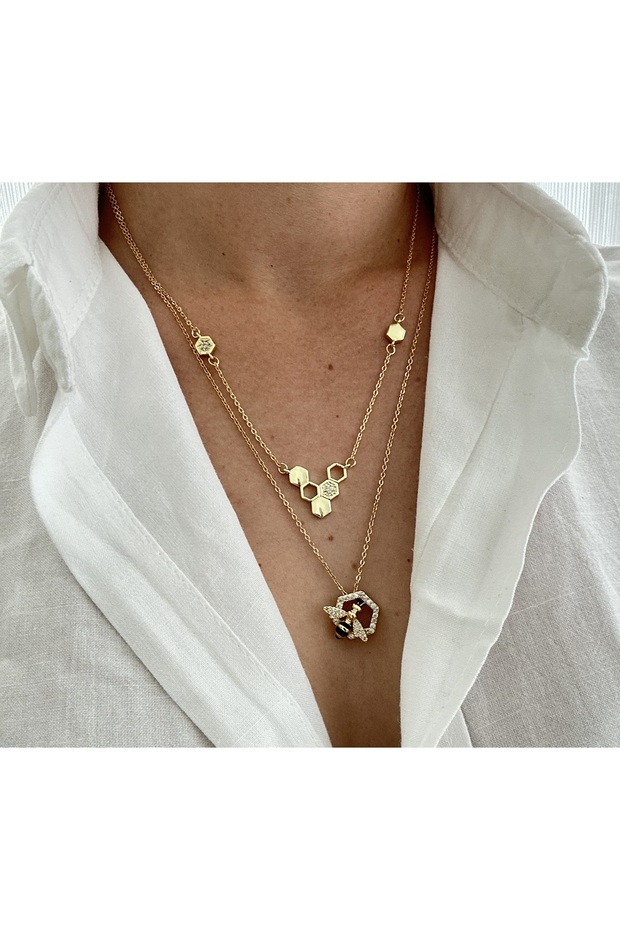 Çelik kolye seti ( petek kolye . Arı kolye ) - 1