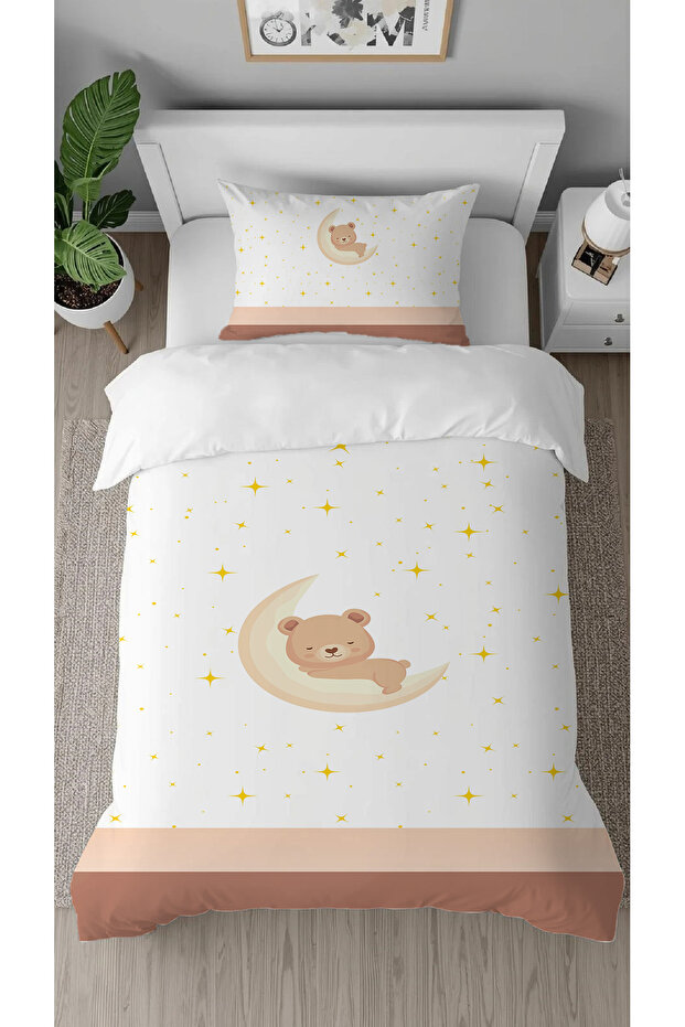 Cute Teddy Bear Patterned Digital Printed Special Design Single Children's Duvet Cover Set Without Sheets