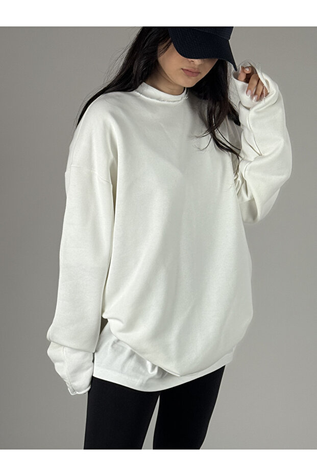 Oversize Ecru Women's Sweatshirt