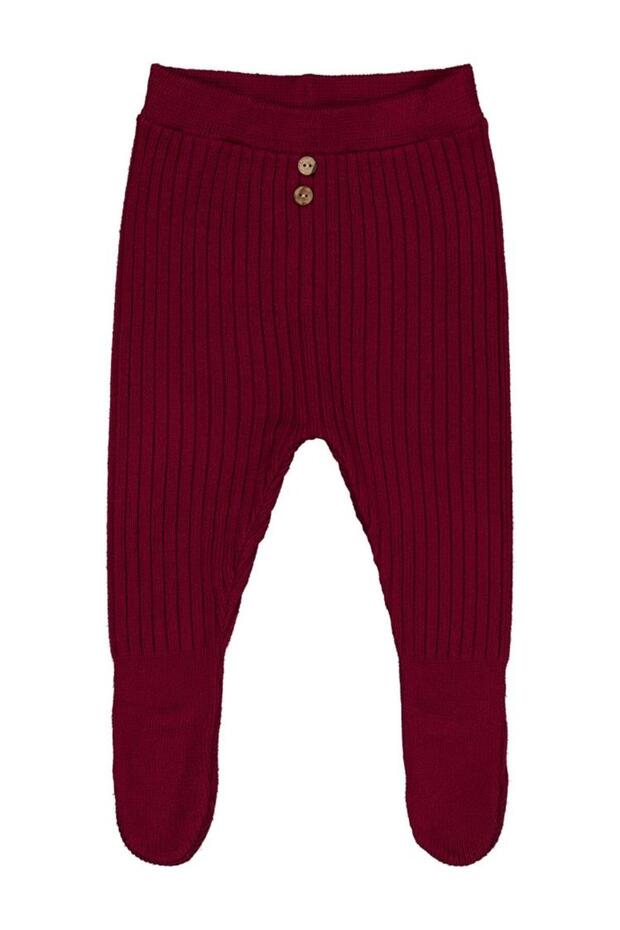 3-12 Months Sweatpants with Booties - Claret Red 3-6 Months