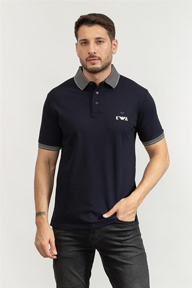 Men's Polo Neck T-Shirt Navy Blue