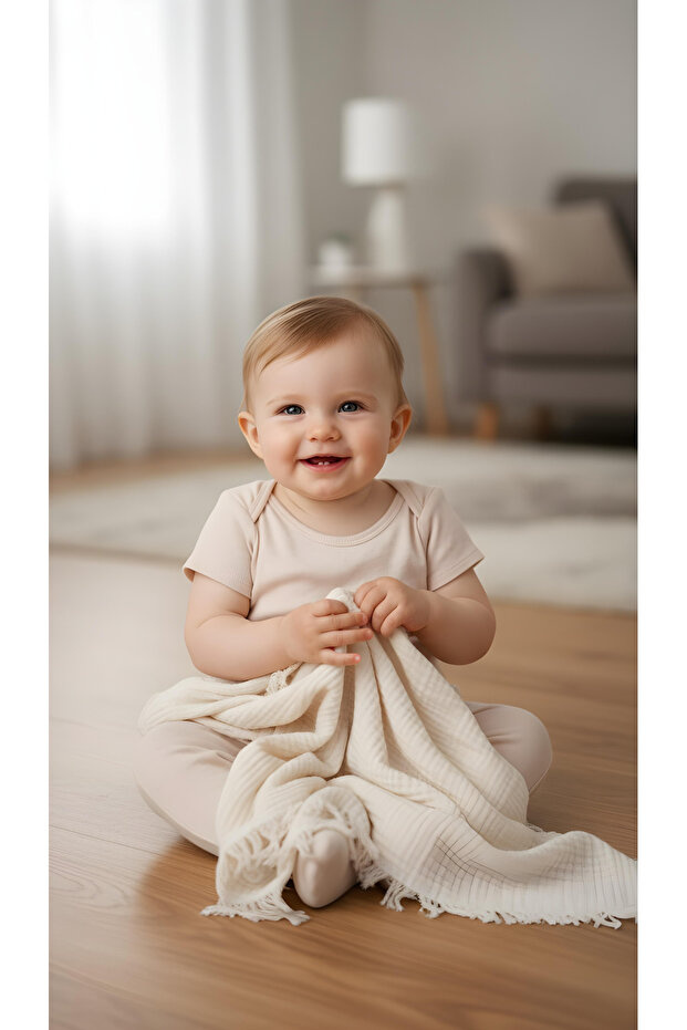100% Cotton with Tassel Edges 4 Layers 230 Grams 115 X100 cm Multi-Purpose Muslin Baby Blanket