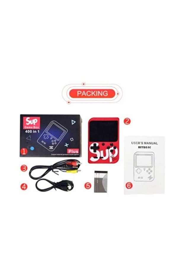 SUP Game Box retro handheld console, 400 games, LCD, Red - 2