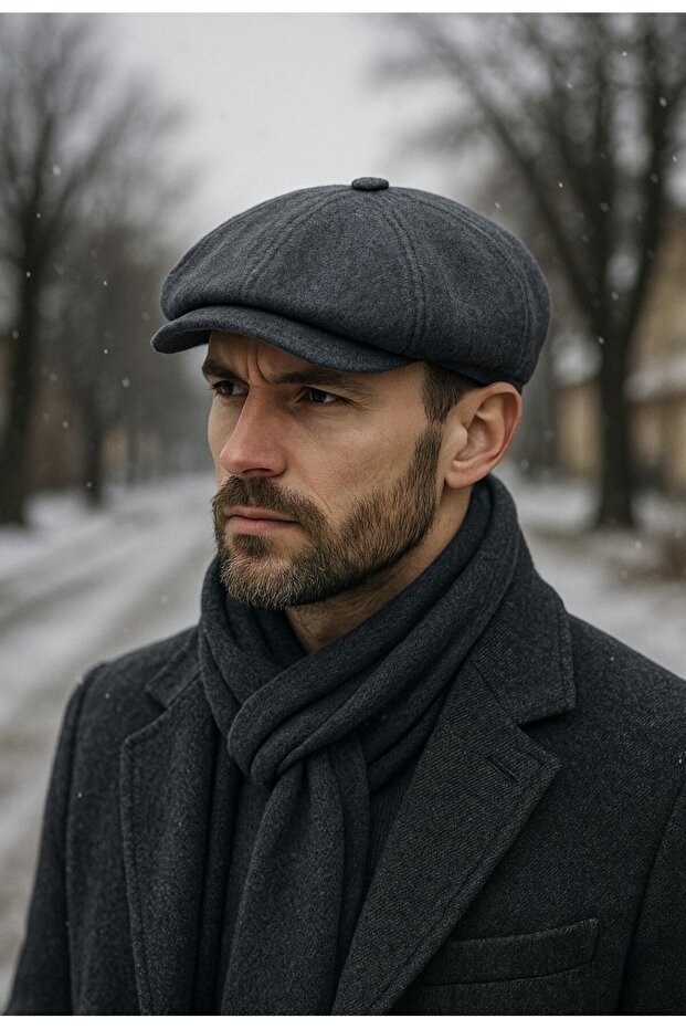 Men's British 8-Piece Wool Hat – Classic and Stylish Newsboy Model