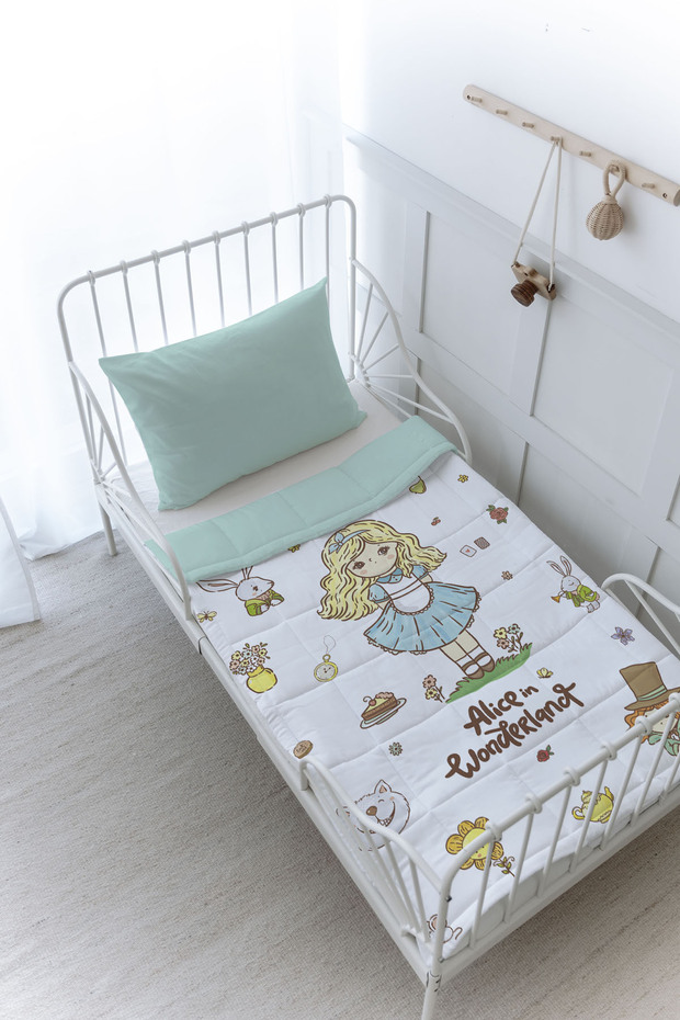 Organic Printed Montessori (100X200 cm) Quilt Set - Iconic Series - Alice's Party