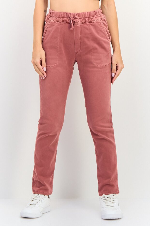 Women Cargo Fit Solid Jogger Pants, Old Rose