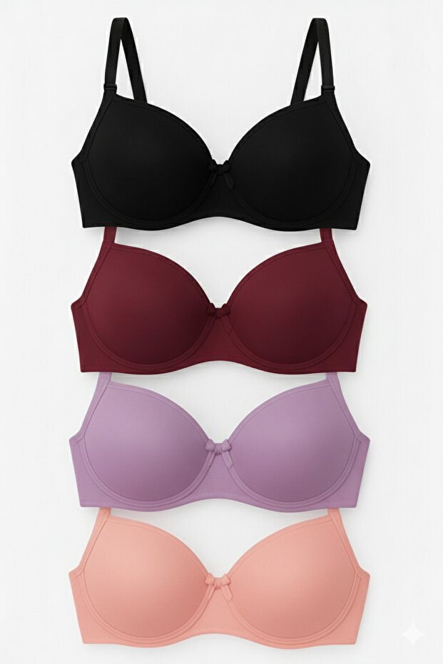 Women's Wire-Filled Supported Daily 4-Piece Bra Set