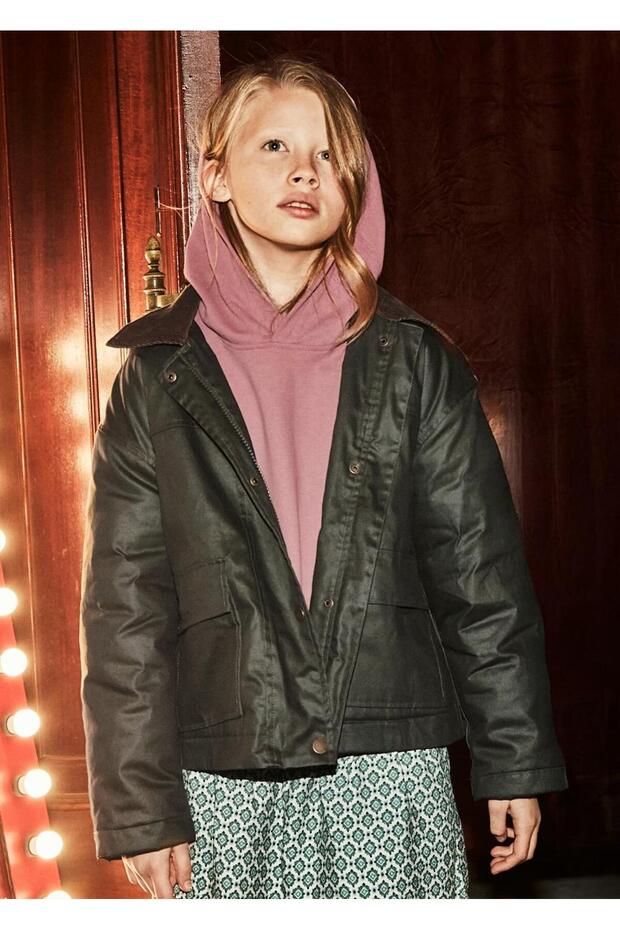 Girl's Hooded Coat with Collar