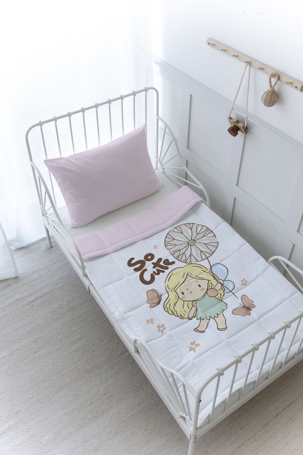 Organic Printed Montessori (100X200 cm) Quilt Set - Iconic Series - Girl Dream